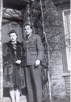Sgt Fred Brookes 546437 RAF, & wife Irene outside 'Rosedale' Bedw Bach, 1944